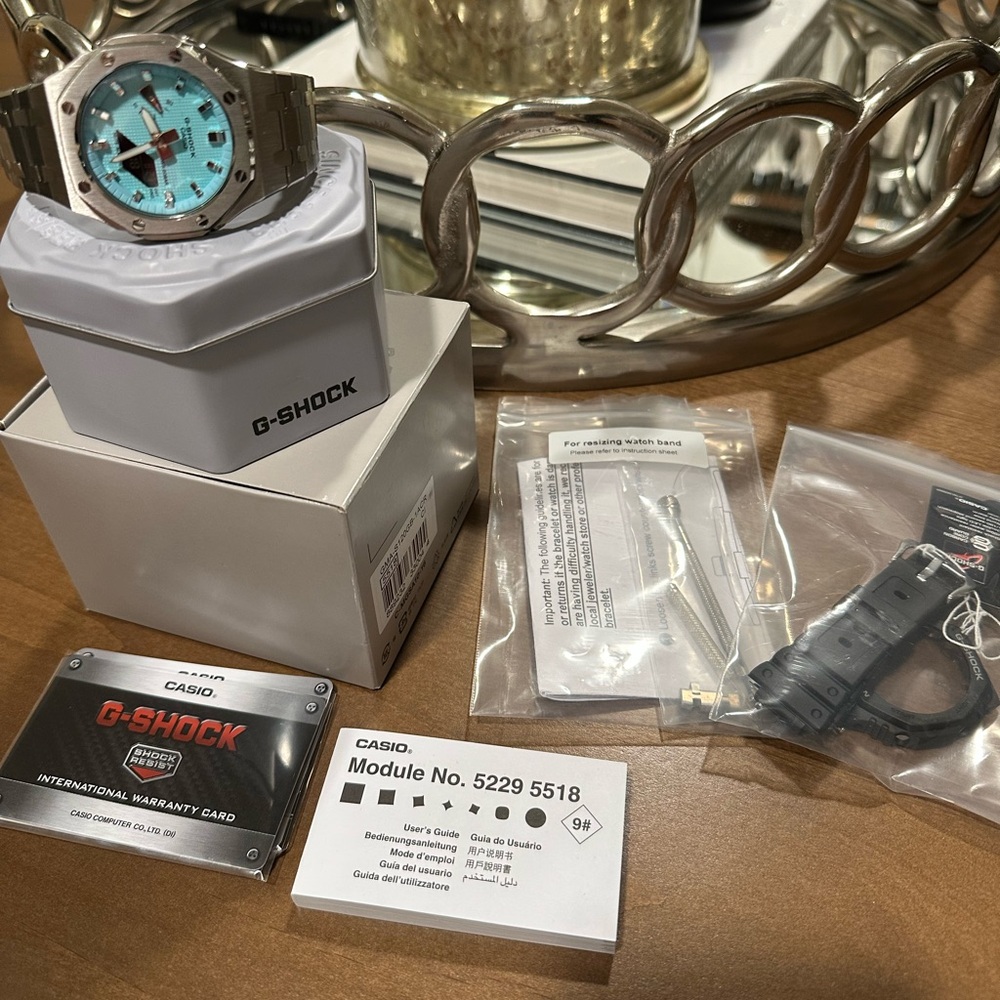 G-Shock Silver and Turquoise Watch